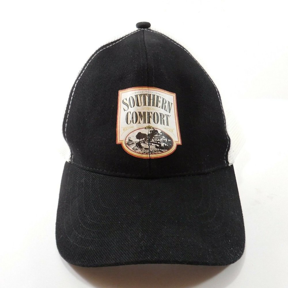 Southern Comfort Vintage Black & White Mesh Snapback Truckers Baseball Cap
